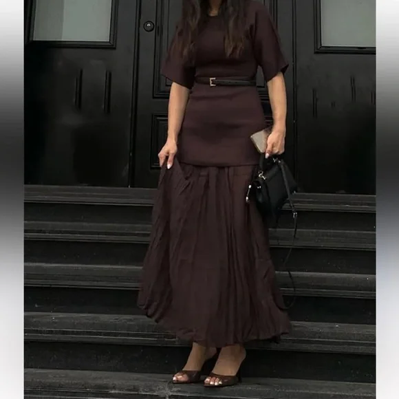 Zara Dark Brown Midi Dress - Picture 10 of 14